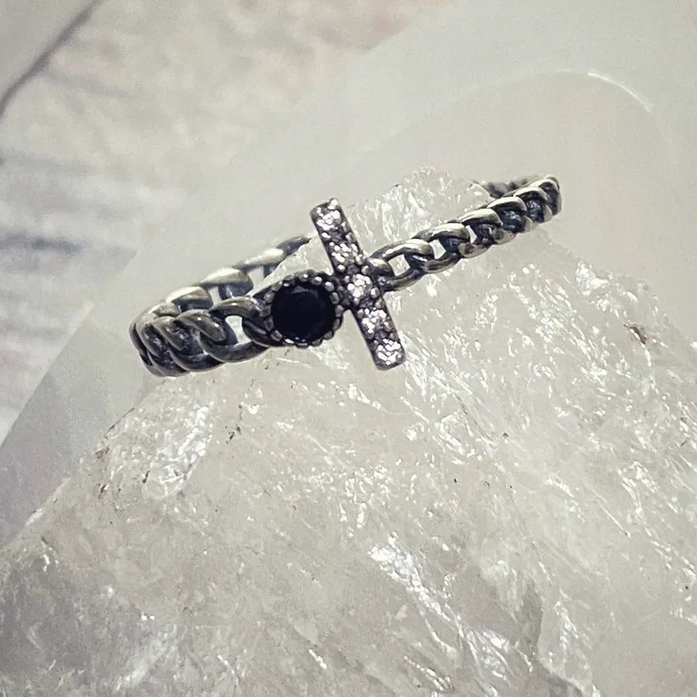 Chain Link CZ Adjustable Minimalist Ring - Picture 2 of 10